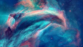 Dolphin Nebula Space, dolphin, digital-universe, artist, artwork, digital-art, deviantart HD wallpaper