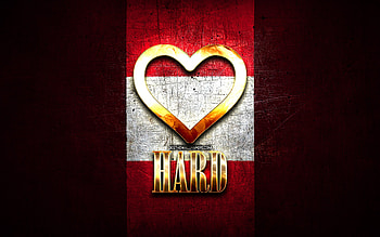 I Love Hard, austrian cities, golden inscription, Day of Hard, Austria, golden heart, Hard with flag, Hard, Cities of Austria, favorite cities, Love Hard HD wallpaper