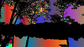 Pixilated Trees, night, colorful, Firefox theme, abstract, trees, pixels, artistic HD wallpaper