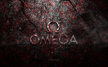 Omega logo, grunge art, Omega stone logo, red stone texture, Omega, grunge stone texture, Omega emblem, Omega 3d logo HD wallpaper
