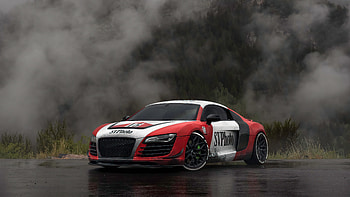Audi R8, red, white, germany, supercar HD wallpaper