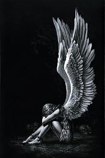 Angel girl wings fantasy alone light black white | | 571221 | UP HD phone wallpaper