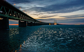 Oresund Bridge splendor, Connecting Sweden and Denmark, As seen in , Scenic beauty HD wallpaper