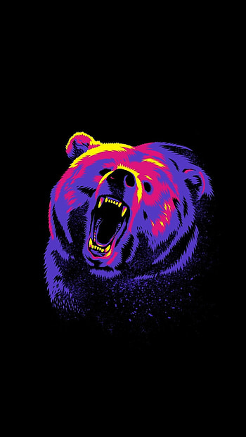 Dark bear, Intriguing presence, Mysterious silhouette, Nighttime beauty HD phone wallpaper