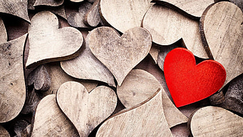 Wooden hearts, Valentine's Day HD wallpaper