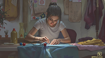 Sewing Serenity: A Ultra, Sewing, Crafting, girl, Home, creative HD wallpaper