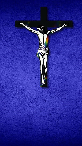 Jesus, Cross, Blue Background HD phone wallpaper