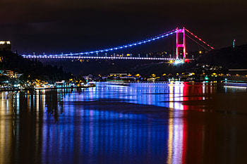 Istanbul, Cities, Rivers, Reflection, Bridge, Backlight, Illumination HD wallpaper
