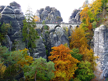 Landscape, Nature, Trees, Rocks, Bridge HD wallpaper