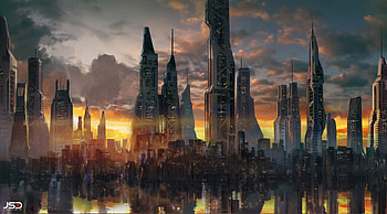 Building, City, Futuristic, Sci Fi, Reflection, Skyscraper, Sunrise HD wallpaper