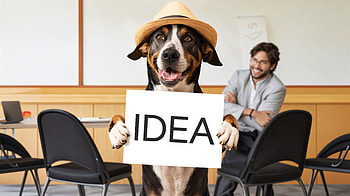 Creative Ideas: Ultra of Inspiration, Idea, dog, hat, sign, creativity HD wallpaper