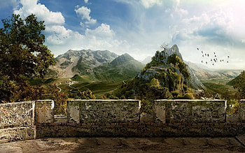Nature, Stones, Sky, Mountains, Clouds, Bird, Structure HD wallpaper