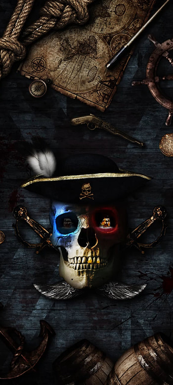 Pirate retro Skull, art, eyewear, dark HD phone wallpaper