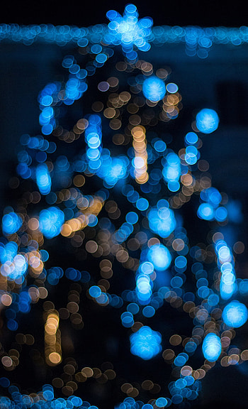 Glare, bokeh, circles, blue lights HD phone wallpaper