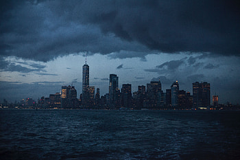 Cities, Sea, Shore, Bank, Night City, Panorama HD wallpaper