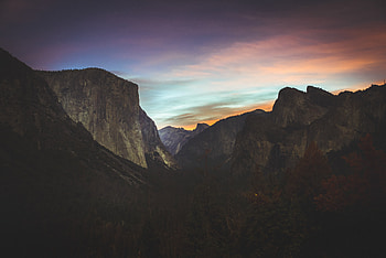 Grey Mountains During Sunset , mountains, sunset, evening, nature HD wallpaper