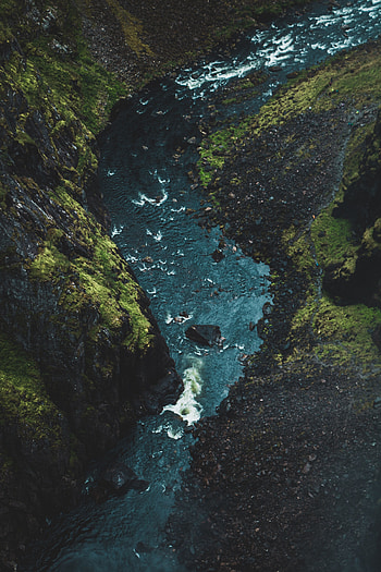 Landscape, nature, water torrent, stream, green HD phone wallpaper