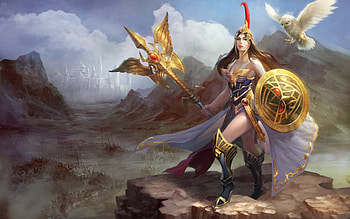 Beautiful Warrior Girl, shield, girl, owl, kingdom, warrior, war HD wallpaper