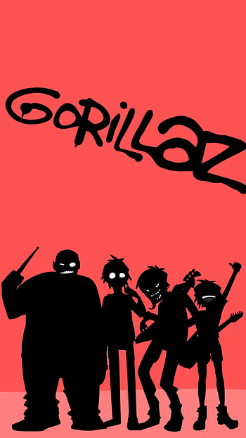 Gorillaz, red, art HD phone wallpaper