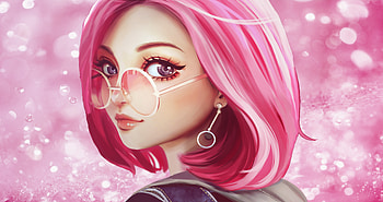 Pink Hair Sun Glasses Fantasy Girl , fantasy-girls, artist, artwork, digital-art, pink HD wallpaper