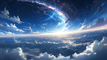 Fantasy by Uomi, fantasy, cloud, sky, blue, Anime, blue anime, Sky Anime, fantasy anime HD wallpaper