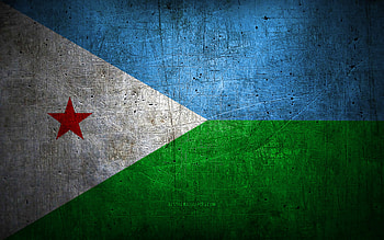Djibouti metal flag, grunge art, African countries, national symbols, Djibouti flag, metal flags, Flag of Djibouti, Africa, Djibouti HD wallpaper