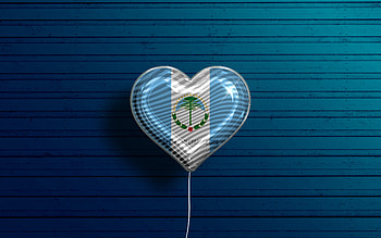 I Love Neuquen, , realistic balloons, blue wooden background, Day of Neuquen, Argentine provinces, flag of Neuquen, Argentina, balloon with flag, Provinces of Argentina, Neuquen flag, Neuquen HD wallpaper