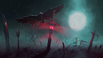Crow, Moon, Fantasy, Warrior, Bird, Dark, Night, Sword HD wallpaper