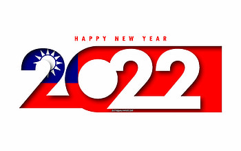 Happy New Year 2022 Taiwan, white background, Taiwan 2022, Taiwan 2022 New Year, 2022 concepts, Taiwan, Flag of Taiwan HD wallpaper