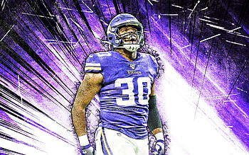 CJ Ham, grunge art, fullback, Minnesota Vikings, american football, NFL, Cortez Thaddeus Ham Jr, violet abstract rays, CJ Ham Minnesota Vikings, CJ Ham HD wallpaper