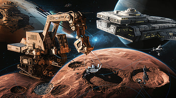 Cosmic Ventures: Space Mining in, space exploration, Mars, spacecraft, robotics HD wallpaper