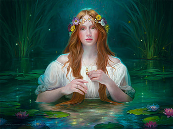 Ophelia, digital, painting, fantasy, art, , girl, water, woman HD wallpaper