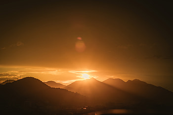 Mountain Range During Golden Hour, mountain, nature, silhouette HD wallpaper