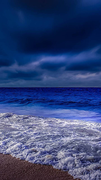 Dark Clouds over Ocean, horizon, blue, sea, wave, cloud, earth, nature, ocean, Ocean Waves HD phone wallpaper