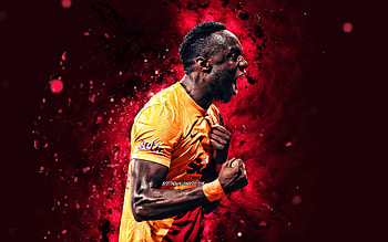 Mbaye Diagne, , 2021, Galatasaray SK, senegalese footballers, soccer, Turkish Super Lig, Galatasaray FC, footaball, purple neon lights, Mbaye Diagne Galatasaray, Mbaye Diagne HD wallpaper
