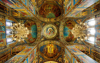 Church in St. Petersburg, Russia, dome, inside, church, Russia HD wallpaper