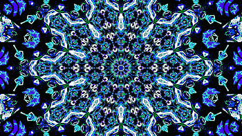Blue White Green Flower Fractal Shape Pattern Abstraction Abstract HD wallpaper