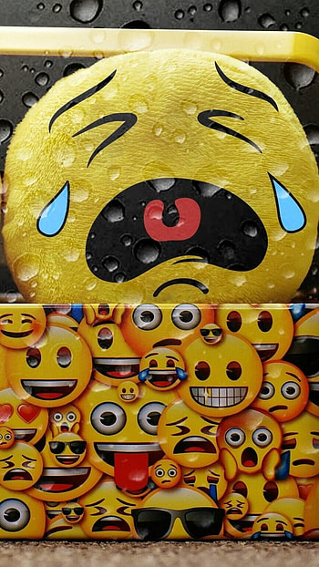 Sad Smile, Emojis Background HD phone wallpaper