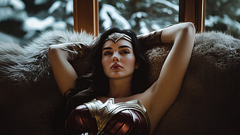 Wonder Woman Cozy, wonder-woman, superheroes, artwork, digital-art, art, ai HD wallpaper