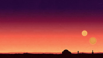 Minimalist Tatooine: Star Wars, movie, Star Wars, Minimalist Gaming, Tatooine (Star Wars) HD wallpaper