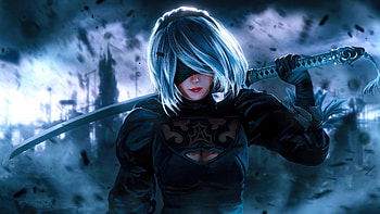 2b Automata In Focus, nier-automata, games, art, artwork, digital-art, video-games, deviantart HD wallpaper