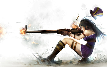 Anime anime anime girls Caitlyn (League of Legends) League of Legends sniper rifle HD wallpaper