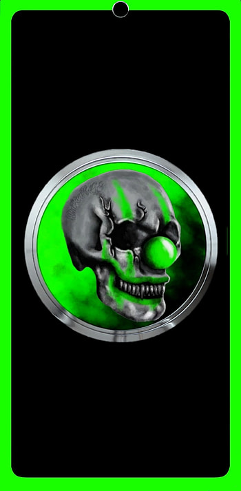 Clown Skull II S21+, border, green HD phone wallpaper