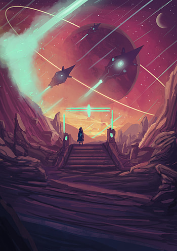 Art, Planet, Spaceship, Wanderer, Ufo HD phone wallpaper