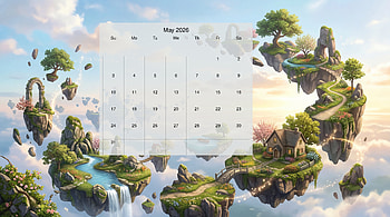 May 2026 : Floating Isles | May 2026 Calendar | May 2026 Sky-Isles, May 2026 Calendar HD wallpaper