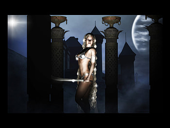 Warrior, girl, sword, female HD wallpaper