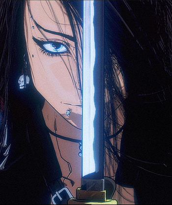 Purple katana, cyberpunk, girl HD phone wallpaper