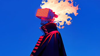 The Cyber Fire Vr Headset, artist, artwork, art, digital-art, blue HD wallpaper