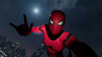 Spiderman Taking Selfie With Moon, spiderman-ps4, spiderman, superheroes, games, 2018-games, ps-games HD wallpaper