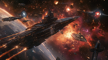 Epic Space Battle in Stunning, space opera, Space Battle, spaceship, Sci Fi, galaxy HD wallpaper